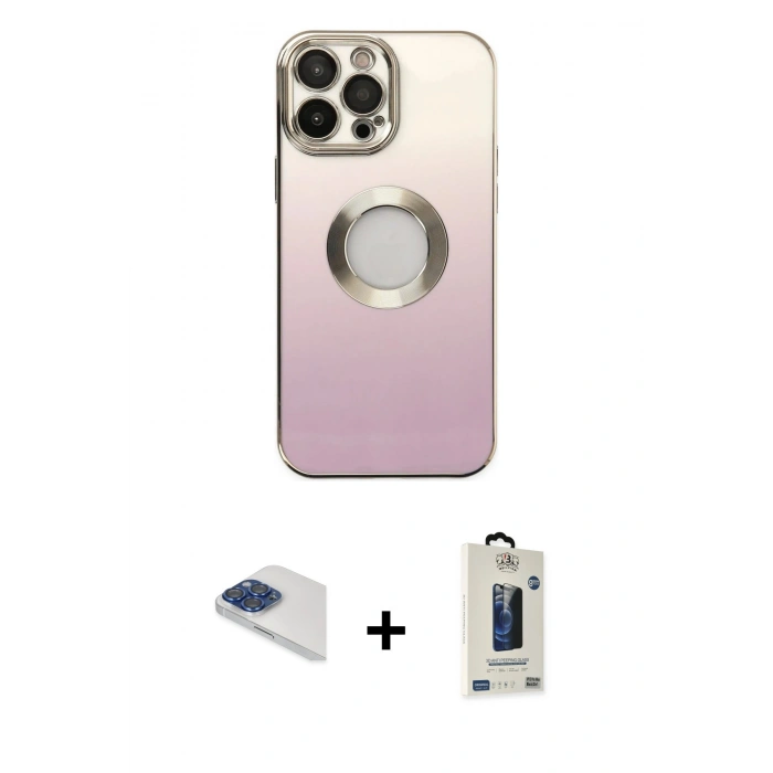 MARSİLYAN™- iPhone 13 Pro Max Kılıf Kutup Yansıma Özel Seri - Siyah Bilvis Hayalet Cam Ekran Koruyucu + Pers Alüminyum Kamera Lens - LT