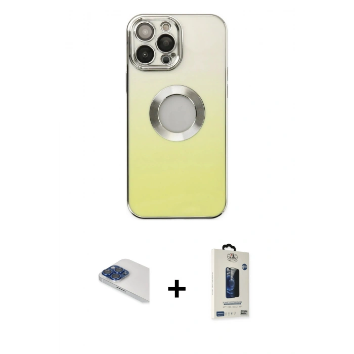 MARSİLYAN™- iPhone 13 Pro Max Kılıf Kutup Yansıma Özel Seri - Siyah Bilvis Hayalet Cam Ekran Koruyucu + Pers Alüminyum Kamera Lens - LT
