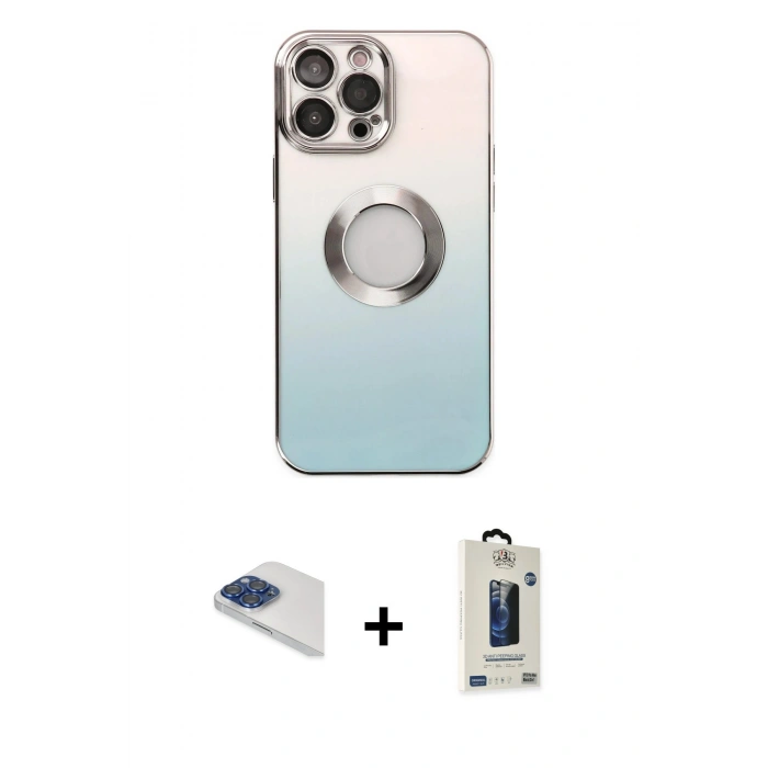 MARSİLYAN™- iPhone 13 Pro Max Kılıf Kutup Yansıma Özel Seri - Siyah Bilvis Hayalet Cam Ekran Koruyucu + Pers Alüminyum Kamera Lens - LT