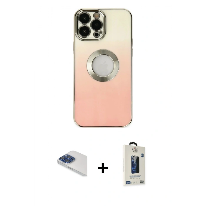 MARSİLYAN™- iPhone 13 Pro Max Kılıf Kutup Yansıma Özel Seri - Siyah Bilvis Hayalet Cam Ekran Koruyucu + Pers Alüminyum Kamera Lens - LT