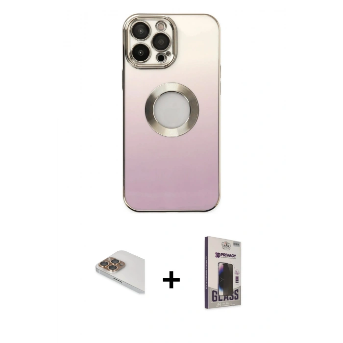 MARSİLYAN™- iPhone 13 Pro Max Kılıf Kutup Yansıma Özel Seri - Siyah Bilvis Hayalet Cam Ekran Koruyucu + Pers Alüminyum Kamera Lens - GD