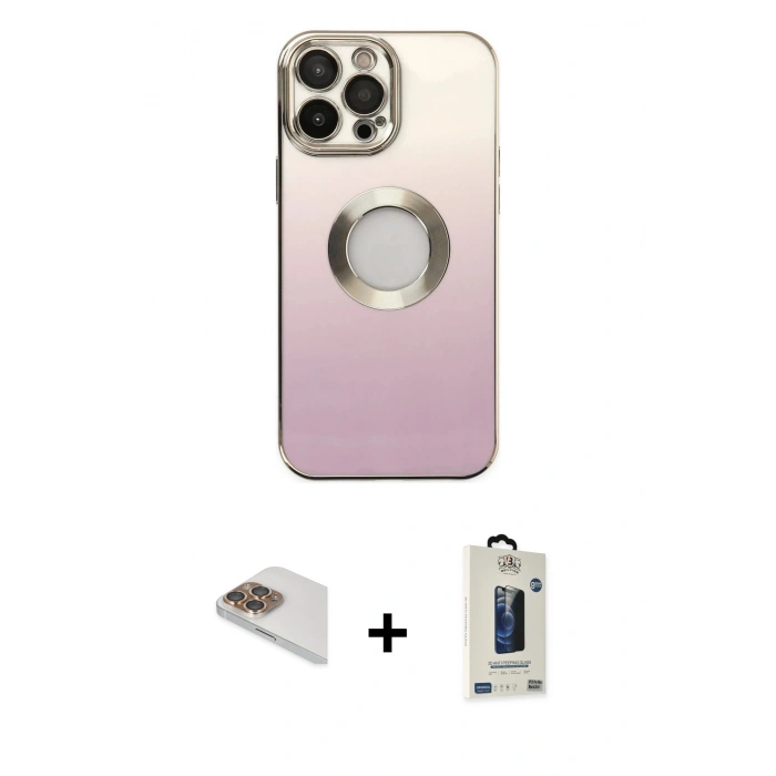 MARSİLYAN™- iPhone 13 Pro Max Kılıf Kutup Yansıma Özel Seri - Siyah Bilvis Hayalet Cam Ekran Koruyucu + Pers Alüminyum Kamera Lens - GD