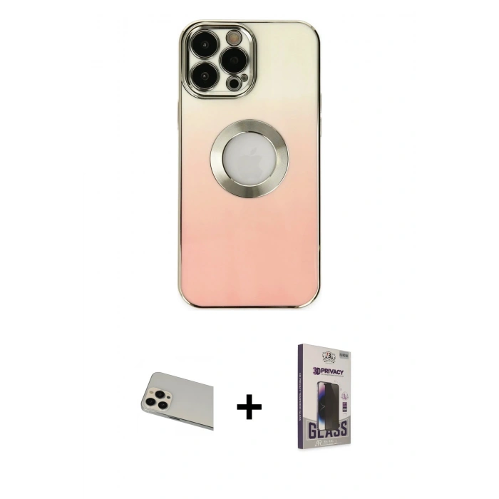MARSİLYAN™- iPhone 13 Pro Max Kılıf Kutup Yansıma Özel Seri - Siyah Bilvis Hayalet Cam Ekran Koruyucu + Rainbow Kamera Lens Koruma Cam - REGD