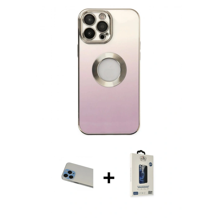 MARSİLYAN™- iPhone 13 Pro Max Kılıf Kutup Yansıma Özel Seri - Siyah Bilvis Hayalet Cam Ekran Koruyucu + Rainbow Kamera Lens Koruma Cam - MI