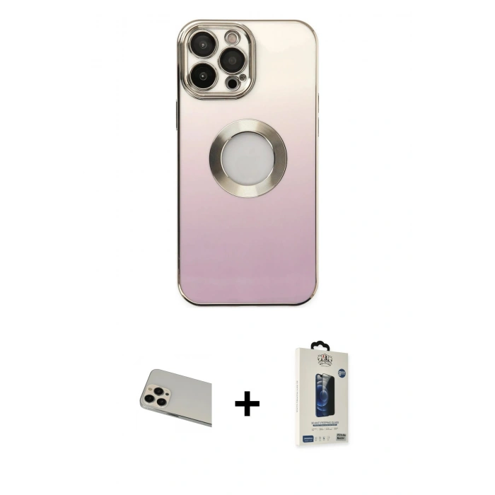 MARSİLYAN™- iPhone 13 Pro Max Kılıf Kutup Yansıma Özel Seri - Siyah Bilvis Hayalet Cam Ekran Koruyucu + Rainbow Kamera Lens Koruma Cam - REGD