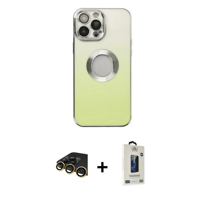 MARSİLYAN™- iPhone 13 Pro Max Kılıf Kutup Yansıma Özel Seri - Siyah Bilvis Hayalet Cam Ekran Koruyucu + Raze Metal Kamera Lens - GD