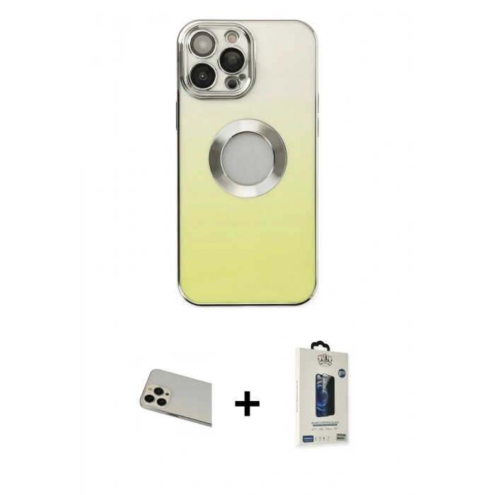MARSİLYAN™- iPhone 13 Pro Max Kılıf Kutup Yansıma Özel Seri - Siyah Bilvis Hayalet Cam Ekran Koruyucu + Rainbow Kamera Lens Koruma Cam - REGD