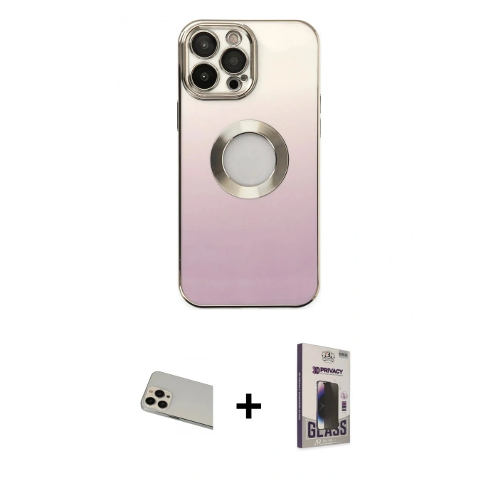 MARSİLYAN™- iPhone 13 Pro Max Kılıf Kutup Yansıma Özel Seri - Siyah Bilvis Hayalet Cam Ekran Koruyucu + Rainbow Kamera Lens Koruma Cam - REGD