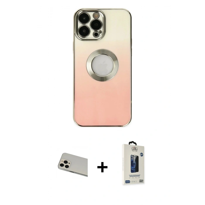 MARSİLYAN™- iPhone 13 Pro Max Kılıf Kutup Yansıma Özel Seri - Siyah Bilvis Hayalet Cam Ekran Koruyucu + Rainbow Kamera Lens Koruma Cam - REGD