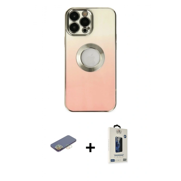MARSİLYAN™- iPhone 13 Pro Max Kılıf Kutup Yansıma Özel Seri - Siyah Bilvis Hayalet Cam Ekran Koruyucu + Renkli Kamera Lens Koruma Cam - SI
