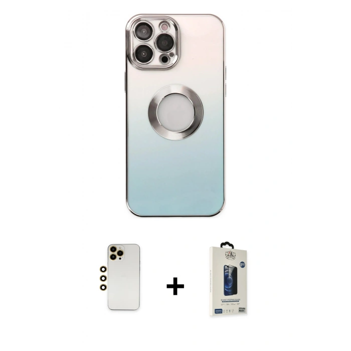 MARSİLYAN™- iPhone 13 Pro Max Kılıf Kutup Yansıma Özel Seri - Siyah Bilvis Hayalet Cam Ekran Koruyucu + Shine Kamera Lens - GD