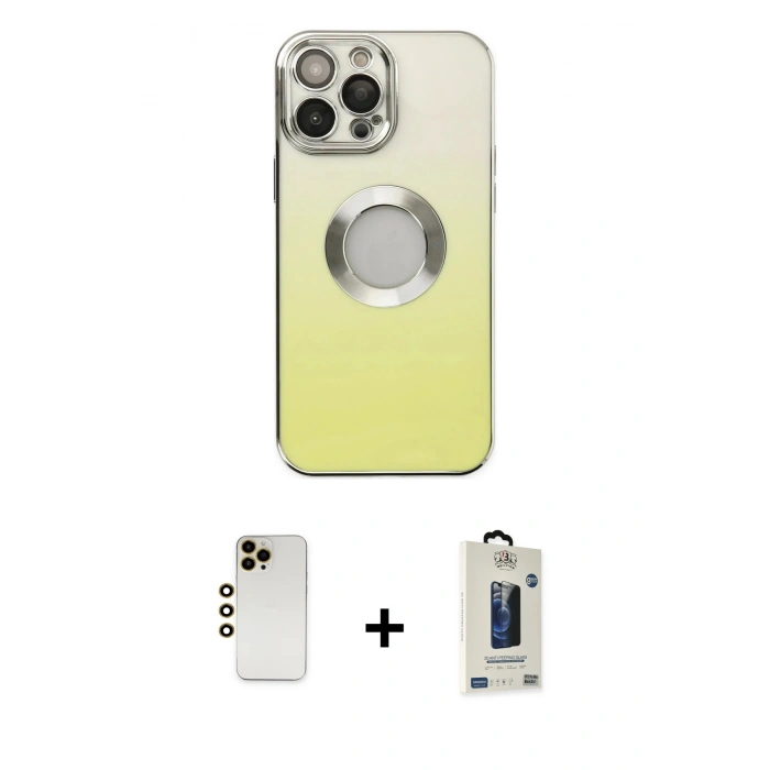 MARSİLYAN™- iPhone 13 Pro Max Kılıf Kutup Yansıma Özel Seri - Siyah Bilvis Hayalet Cam Ekran Koruyucu + Shine Kamera Lens - GD