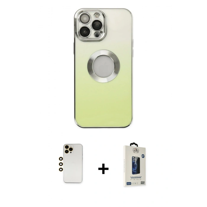 MARSİLYAN™- iPhone 13 Pro Max Kılıf Kutup Yansıma Özel Seri - Siyah Bilvis Hayalet Cam Ekran Koruyucu + Shine Kamera Lens - GD