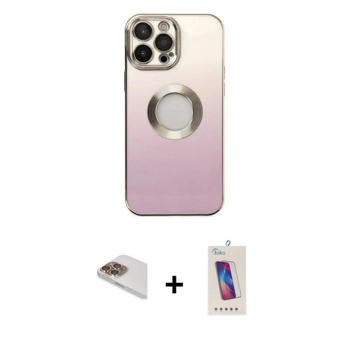 MARSİLYAN™- iPhone 13 Pro Max Kılıf Kutup Yansıma Özel Seri - Siyah Joko 5D Cam + Pers Alüminyum Kamera Lens - GD
