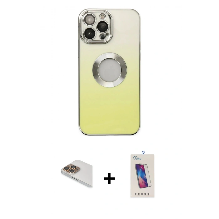 MARSİLYAN™- iPhone 13 Pro Max Kılıf Kutup Yansıma Özel Seri - Siyah Joko 5D Cam + Pers Alüminyum Kamera Lens - GD