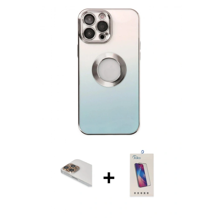 MARSİLYAN™- iPhone 13 Pro Max Kılıf Kutup Yansıma Özel Seri - Siyah Joko 5D Cam + Pers Alüminyum Kamera Lens - GD