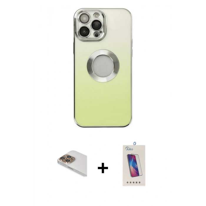 MARSİLYAN™- iPhone 13 Pro Max Kılıf Kutup Yansıma Özel Seri - Siyah Joko 5D Cam + Pers Alüminyum Kamera Lens - GD