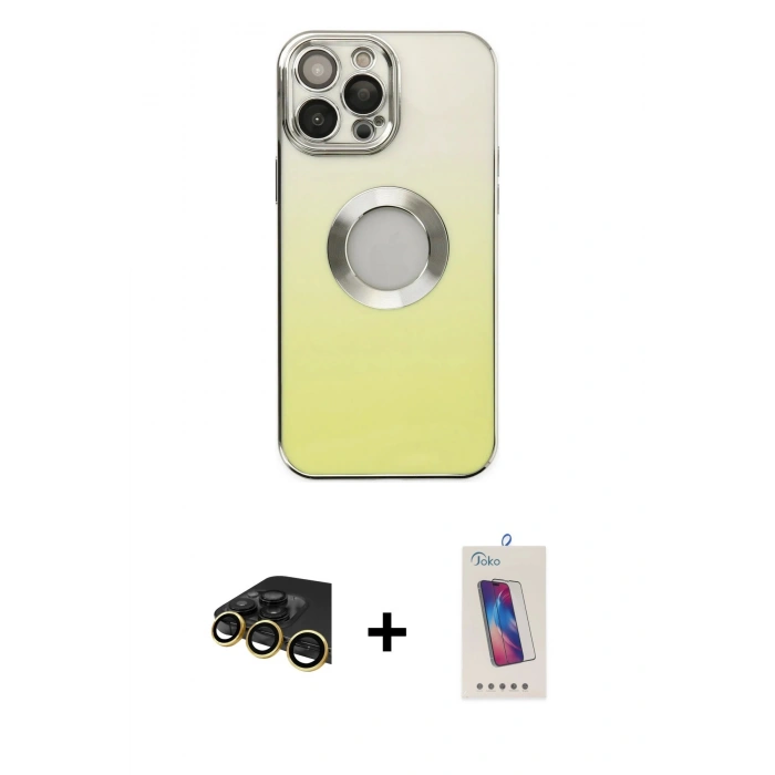 MARSİLYAN™- iPhone 13 Pro Max Kılıf Kutup Yansıma Özel Seri - Siyah Joko 5D Cam + Raze Metal Kamera Lens - GD