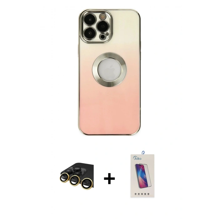 MARSİLYAN™- iPhone 13 Pro Max Kılıf Kutup Yansıma Özel Seri - Siyah Joko 5D Cam + Raze Metal Kamera Lens - GD