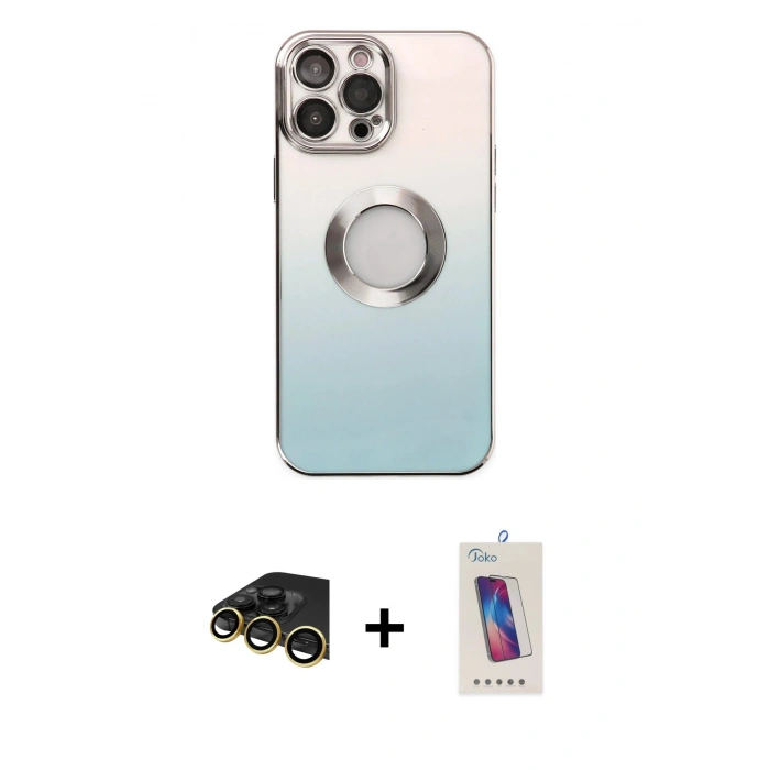 MARSİLYAN™- iPhone 13 Pro Max Kılıf Kutup Yansıma Özel Seri - Siyah Joko 5D Cam + Raze Metal Kamera Lens - GD