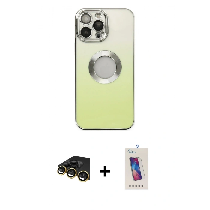 MARSİLYAN™- iPhone 13 Pro Max Kılıf Kutup Yansıma Özel Seri - Siyah Joko 5D Cam + Raze Metal Kamera Lens - GD