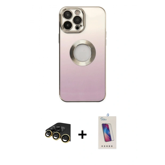 MARSİLYAN™- iPhone 13 Pro Max Kılıf Kutup Yansıma Özel Seri - Siyah Joko 5D Cam + Raze Metal Kamera Lens - GD