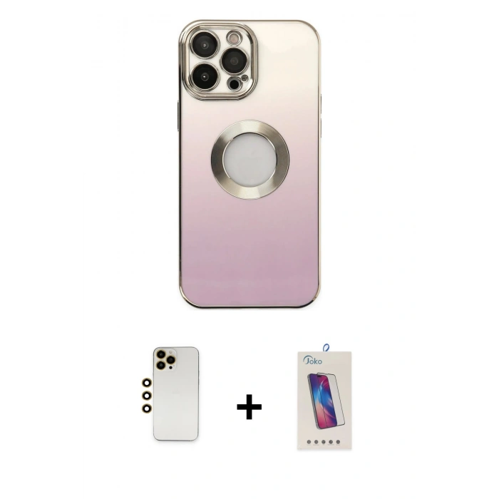 MARSİLYAN™- iPhone 13 Pro Max Kılıf Kutup Yansıma Özel Seri - Siyah Joko 5D Cam + Shine Kamera Lens - GD