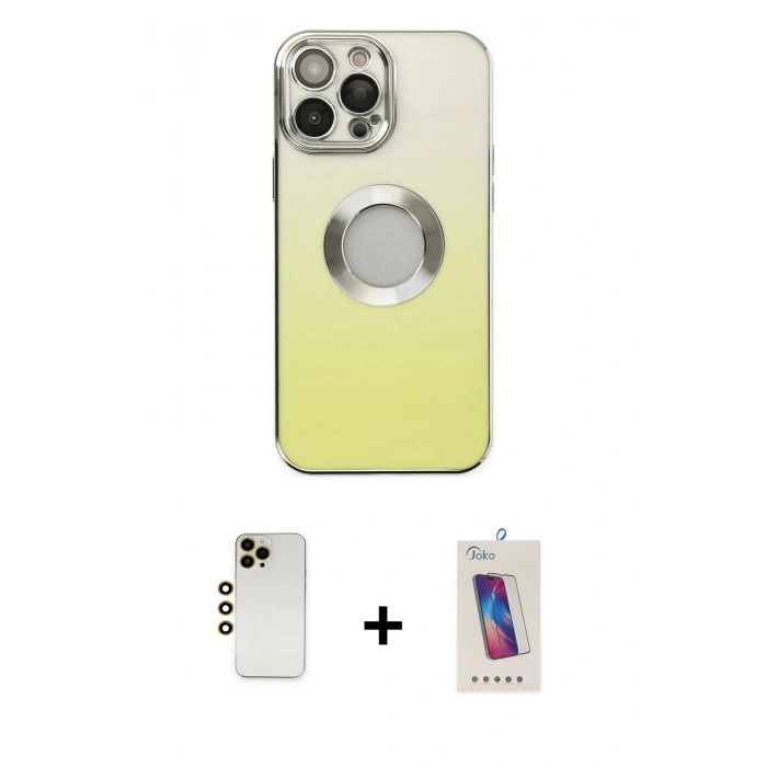 MARSİLYAN™- iPhone 13 Pro Max Kılıf Kutup Yansıma Özel Seri - Siyah Joko 5D Cam + Shine Kamera Lens - GD