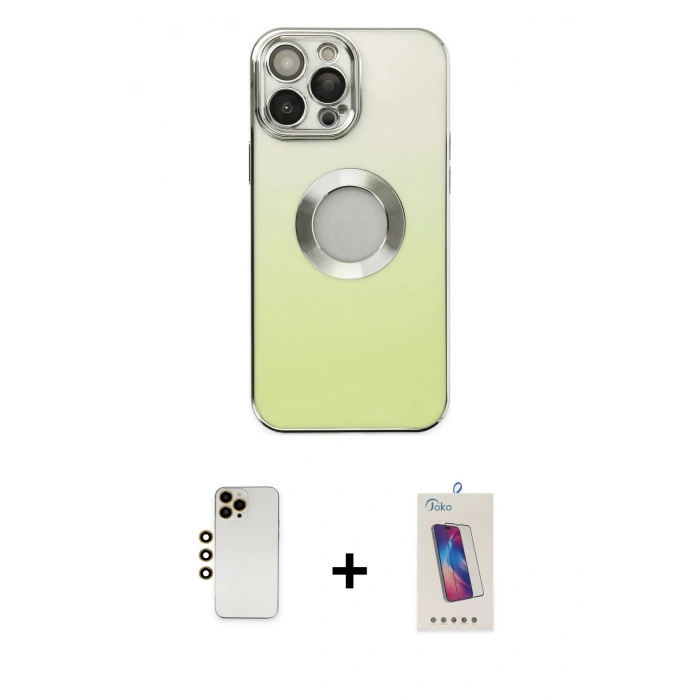 MARSİLYAN™- iPhone 13 Pro Max Kılıf Kutup Yansıma Özel Seri - Siyah Joko 5D Cam + Shine Kamera Lens - GD