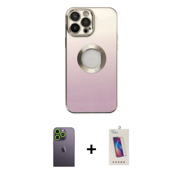MARSİLYAN™- iPhone 13 Pro Max Kılıf Kutup Yansıma Özel Seri - Siyah Joko 5D Cam + Neon Fosforlu Kamera Lens - YL