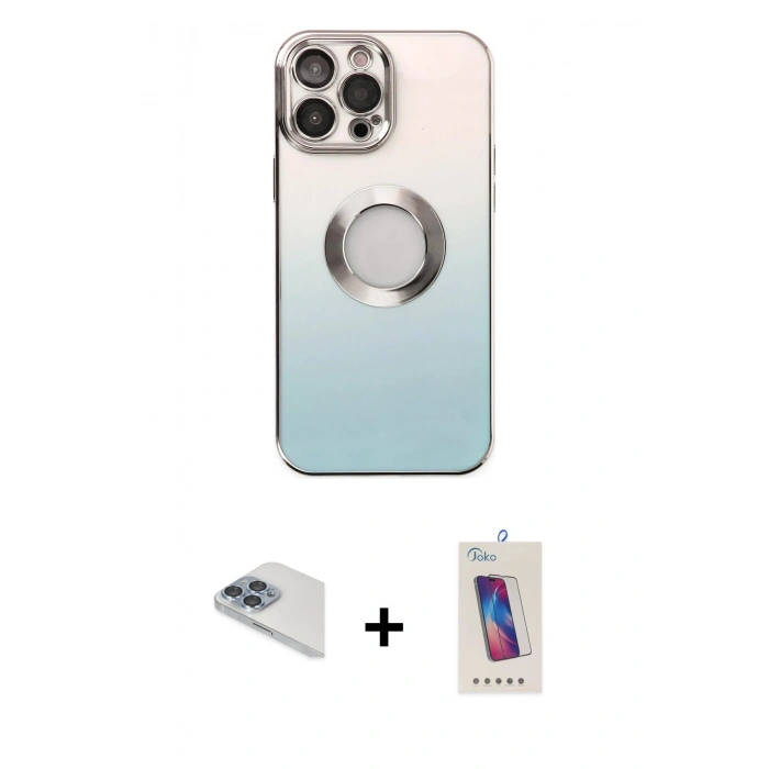 MARSİLYAN™- iPhone 13 Pro Max Kılıf Kutup Yansıma Özel Seri - Siyah Joko 5D Cam + Pers Alüminyum Kamera Lens - SABE