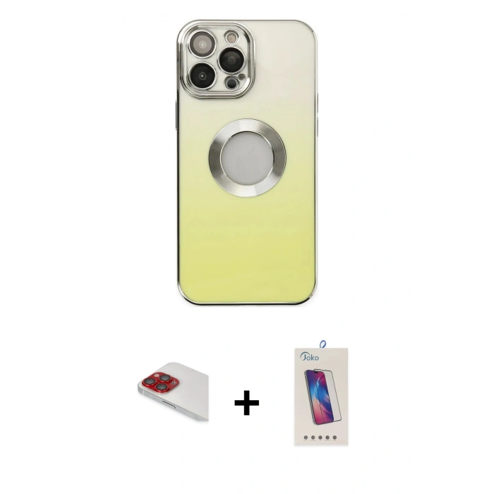 MARSİLYAN™- iPhone 13 Pro Max Kılıf Kutup Yansıma Özel Seri - Siyah Joko 5D Cam + Pers Alüminyum Kamera Lens - KI