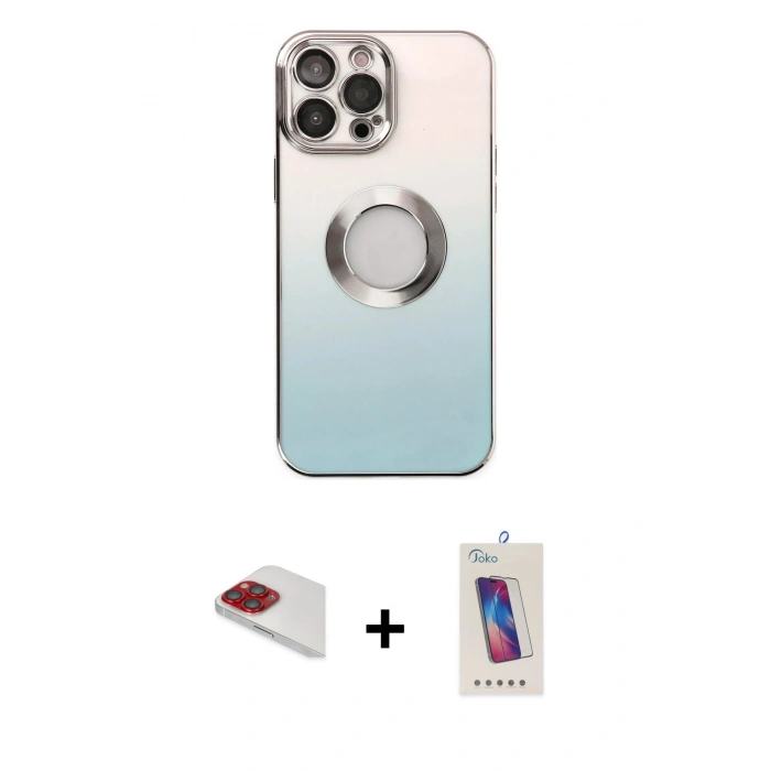 MARSİLYAN™- iPhone 13 Pro Max Kılıf Kutup Yansıma Özel Seri - Siyah Joko 5D Cam + Pers Alüminyum Kamera Lens - KI