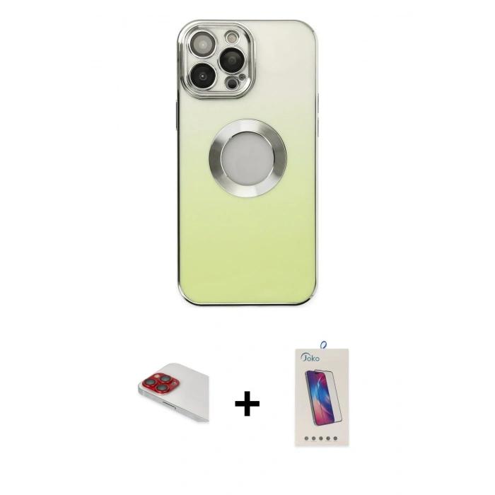 MARSİLYAN™- iPhone 13 Pro Max Kılıf Kutup Yansıma Özel Seri - Siyah Joko 5D Cam + Pers Alüminyum Kamera Lens - KI