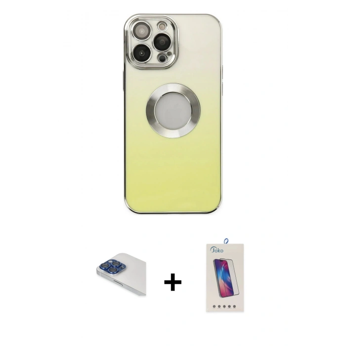 MARSİLYAN™- iPhone 13 Pro Max Kılıf Kutup Yansıma Özel Seri - Siyah Joko 5D Cam + Pers Alüminyum Kamera Lens - LT