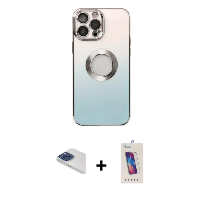 MARSİLYAN™- iPhone 13 Pro Max Kılıf Kutup Yansıma Özel Seri - Siyah Joko 5D Cam + Pers Alüminyum Kamera Lens - LT