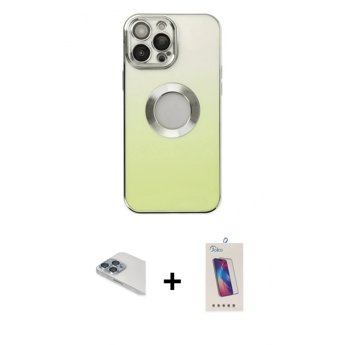 MARSİLYAN™- iPhone 13 Pro Max Kılıf Kutup Yansıma Özel Seri - Siyah Joko 5D Cam + Pers Alüminyum Kamera Lens - SABE