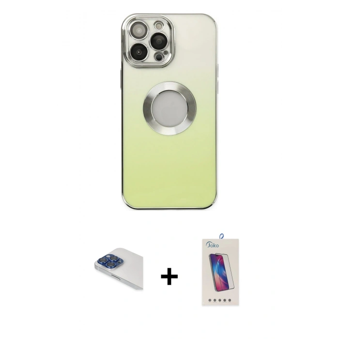 MARSİLYAN™- iPhone 13 Pro Max Kılıf Kutup Yansıma Özel Seri - Siyah Joko 5D Cam + Pers Alüminyum Kamera Lens - LT