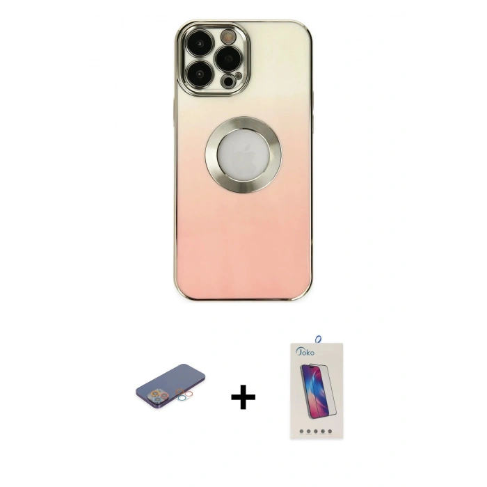 MARSİLYAN™- iPhone 13 Pro Max Kılıf Kutup Yansıma Özel Seri - Siyah Joko 5D Cam + Renkli Kamera Lens Koruma Cam - PE