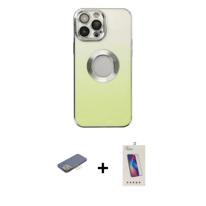 MARSİLYAN™- iPhone 13 Pro Max Kılıf Kutup Yansıma Özel Seri - Siyah Joko 5D Cam + Renkli Kamera Lens Koruma Cam - SI