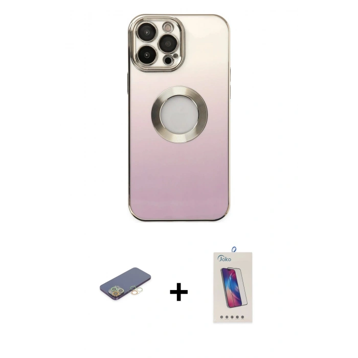 MARSİLYAN™- iPhone 13 Pro Max Kılıf Kutup Yansıma Özel Seri - Siyah Joko 5D Cam + Renkli Kamera Lens Koruma Cam - SI
