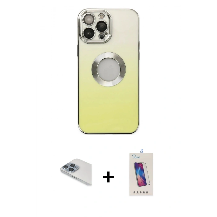 MARSİLYAN™- iPhone 13 Pro Max Kılıf Kutup Yansıma Özel Seri - Siyah Joko 5D Cam + Sierra Blue Pers Alüminyum Kamera Lens