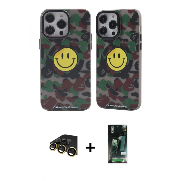 MARSİLYAN™- iPhone 13 Pro Max Kılıf Nova Doku Koleksiyonu - Şeffaf 360 Full Body Arka Koruyucu + Gold Raze Metal Kamera Lens