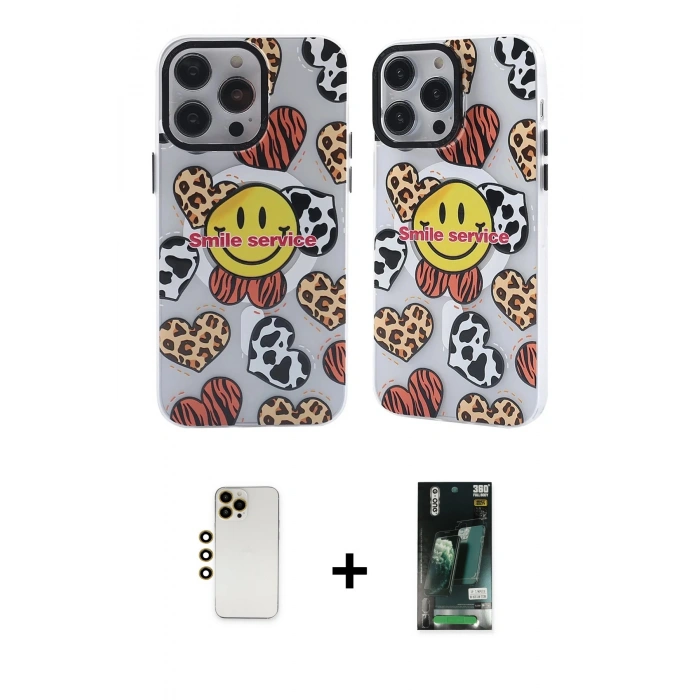 MARSİLYAN™- iPhone 13 Pro Max Kılıf Nova Doku Koleksiyonu - Şeffaf 360 Full Body Arka Koruyucu + Shine Kamera Lens - GD