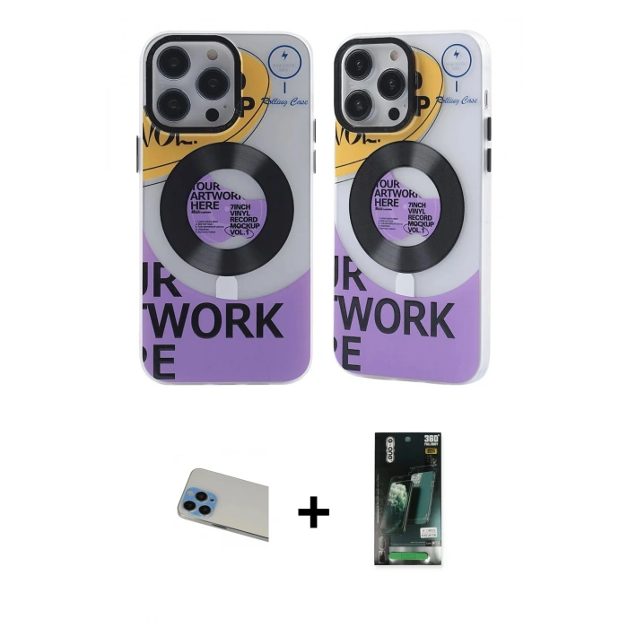 MARSİLYAN™- iPhone 13 Pro Max Kılıf Nova Doku Koleksiyonu - Şeffaf 360 Full Body Arka Koruyucu + Rainbow Kamera Lens Koruma Cam - MI
