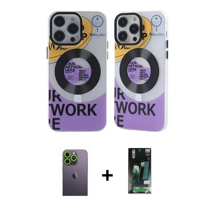 MARSİLYAN™- iPhone 13 Pro Max Kılıf Nova Doku Koleksiyonu - Şeffaf 360 Full Body Arka Koruyucu + Neon Fosforlu Kamera Lens - YL