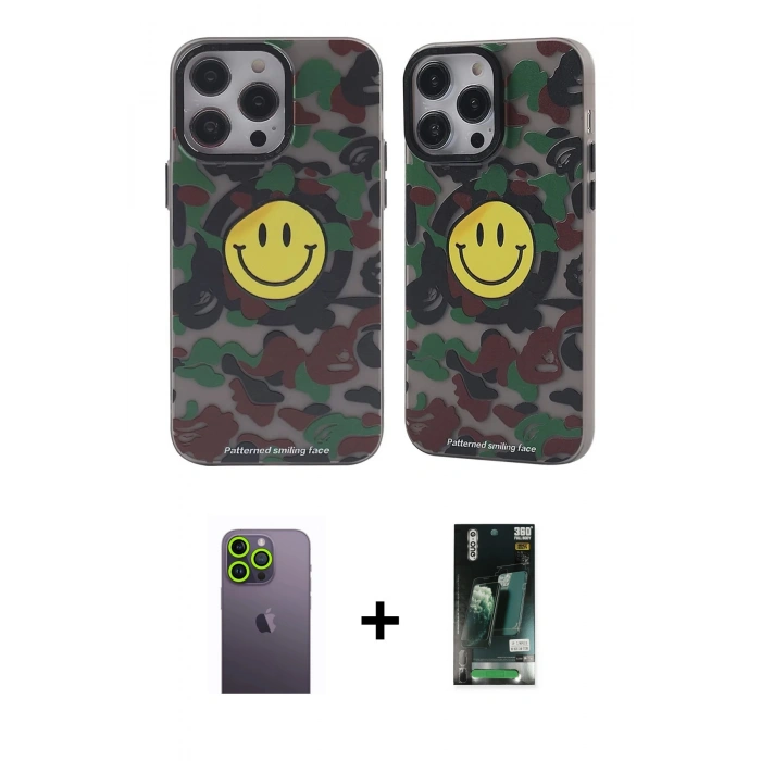 MARSİLYAN™- iPhone 13 Pro Max Kılıf Nova Doku Koleksiyonu - Şeffaf 360 Full Body Arka Koruyucu + Neon Fosforlu Kamera Lens - YL