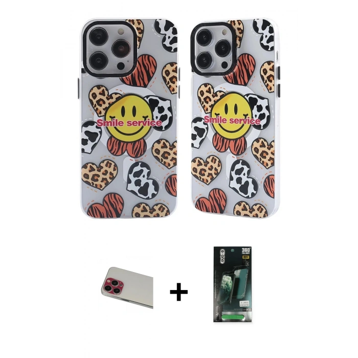 MARSİLYAN™- iPhone 13 Pro Max Kılıf Nova Doku Koleksiyonu - Şeffaf 360 Full Body Arka Koruyucu + Rainbow Kamera Lens Koruma Cam - KI