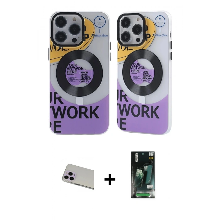 MARSİLYAN™- iPhone 13 Pro Max Kılıf Nova Doku Koleksiyonu - Şeffaf 360 Full Body Arka Koruyucu + Rainbow Kamera Lens Koruma Cam - MR