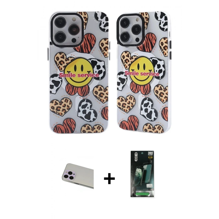 MARSİLYAN™- iPhone 13 Pro Max Kılıf Nova Doku Koleksiyonu - Şeffaf 360 Full Body Arka Koruyucu + Rainbow Kamera Lens Koruma Cam - MR